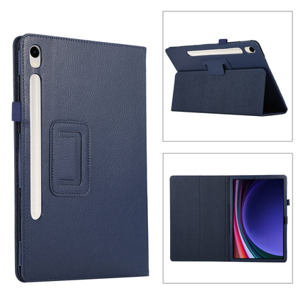 For Samsung Galaxy Tab S9 Ultra Litchi Texture Leather Tablet Case with Holder(Dark Blue) - Other Galaxy Tab PC by PMC Jewellery | Online Shopping South Africa | PMC Jewellery | Buy Now Pay Later Mobicred