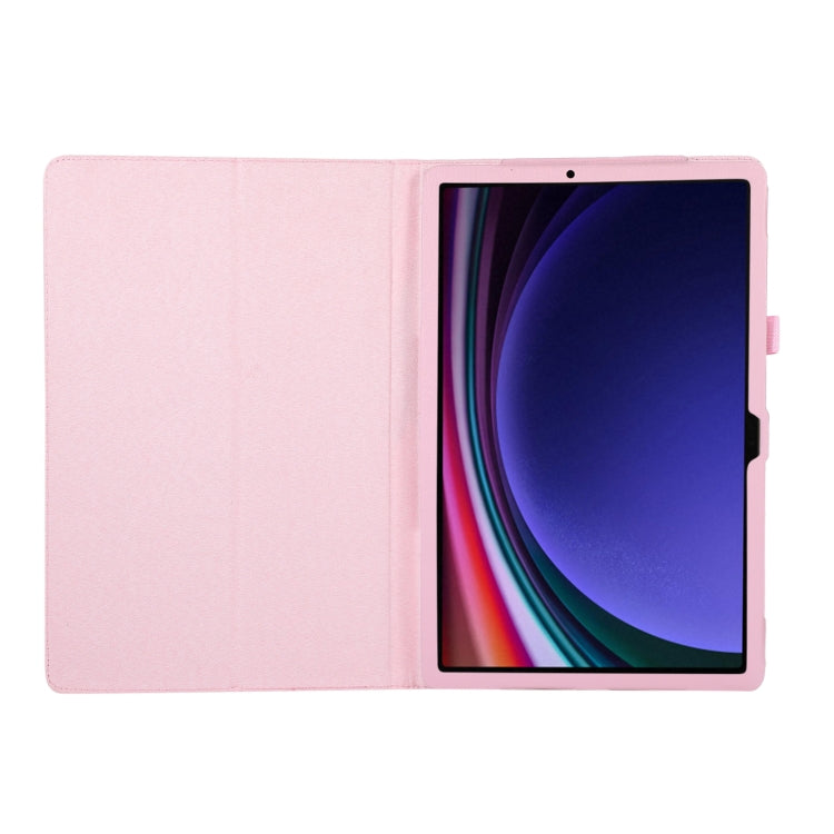 For Samsung Galaxy Tab S9 Ultra Litchi Texture Leather Tablet Case with Holder(Pink) - Other Galaxy Tab PC by PMC Jewellery | Online Shopping South Africa | PMC Jewellery