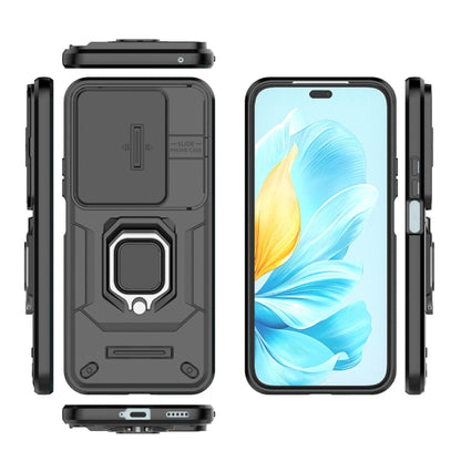 For Honor 200 Lite Global Sliding Camshield TPU + PC Shockproof Phone Case with Holder(Black) - Honor Cases by PMC Jewellery | Online Shopping South Africa | PMC Jewellery | Buy Now Pay Later Mobicred