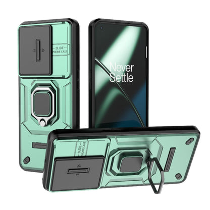 For OnePlus 11 5G Sliding Camshield TPU + PC Shockproof Phone Case with Holder(Green) - OnePlus Cases by PMC Jewellery | Online Shopping South Africa | PMC Jewellery | Buy Now Pay Later Mobicred