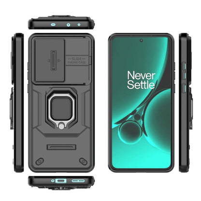 For OnePlus Nord CE3 5G Sliding Camshield TPU + PC Shockproof Phone Case with Holder(Black) - OnePlus Cases by PMC Jewellery | Online Shopping South Africa | PMC Jewellery