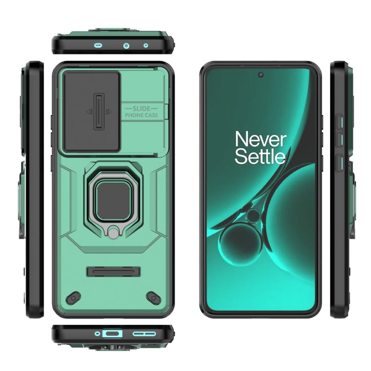 For OnePlus Nord CE3 5G Sliding Camshield TPU + PC Shockproof Phone Case with Holder(Green) - OnePlus Cases by PMC Jewellery | Online Shopping South Africa | PMC Jewellery | Buy Now Pay Later Mobicred