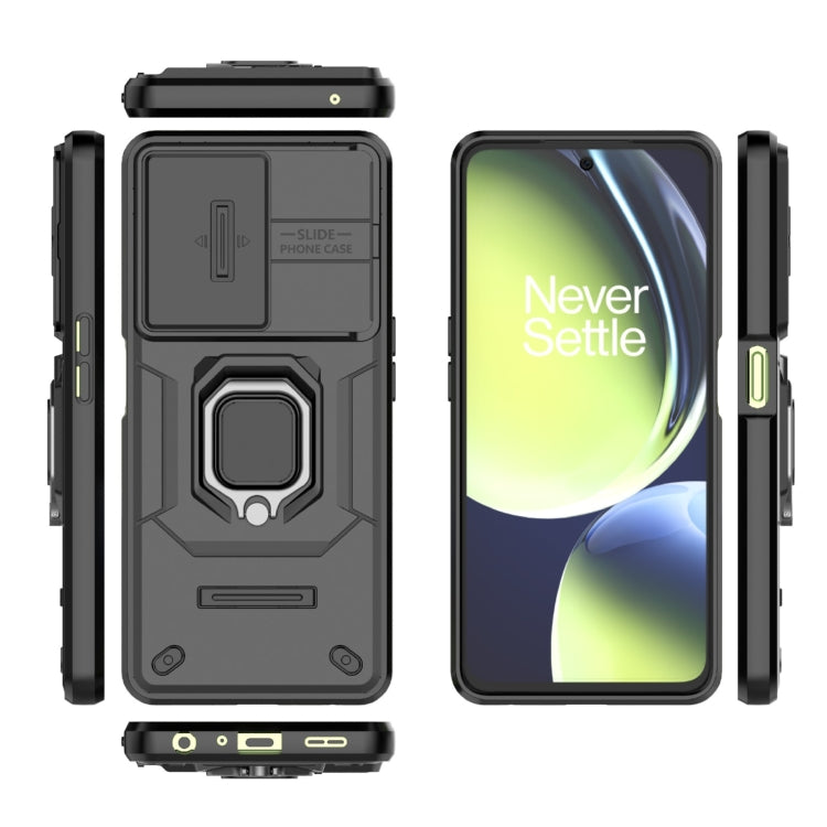 For OnePlus Nord CE 3 Lite 5G Sliding Camshield TPU + PC Shockproof Phone Case with Holder(Black) - OnePlus Cases by PMC Jewellery | Online Shopping South Africa | PMC Jewellery | Buy Now Pay Later Mobicred