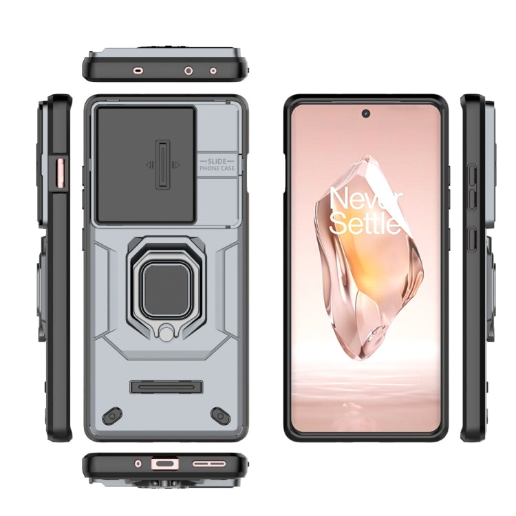 For OnePlus ACE 3 5G Sliding Camshield TPU + PC Shockproof Phone Case with Holder(Grey) - OnePlus Cases by PMC TechLife | Online Shopping South Africa | PMC TechLife | Buy Now Pay Later Mobicred
