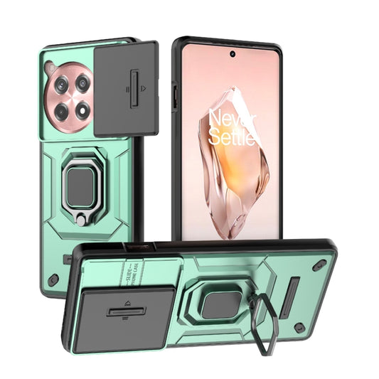 For OnePlus ACE 3 5G Sliding Camshield TPU + PC Shockproof Phone Case with Holder(Green) - OnePlus Cases by PMC Jewellery | Online Shopping South Africa | PMC Jewellery | Buy Now Pay Later Mobicred