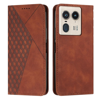 For Motorola Edge 50 Ultra Diamond Splicing Skin Feel Magnetic Leather Phone Case(Brown) - Motorola Cases by PMC Jewellery | Online Shopping South Africa | PMC Jewellery | Buy Now Pay Later Mobicred