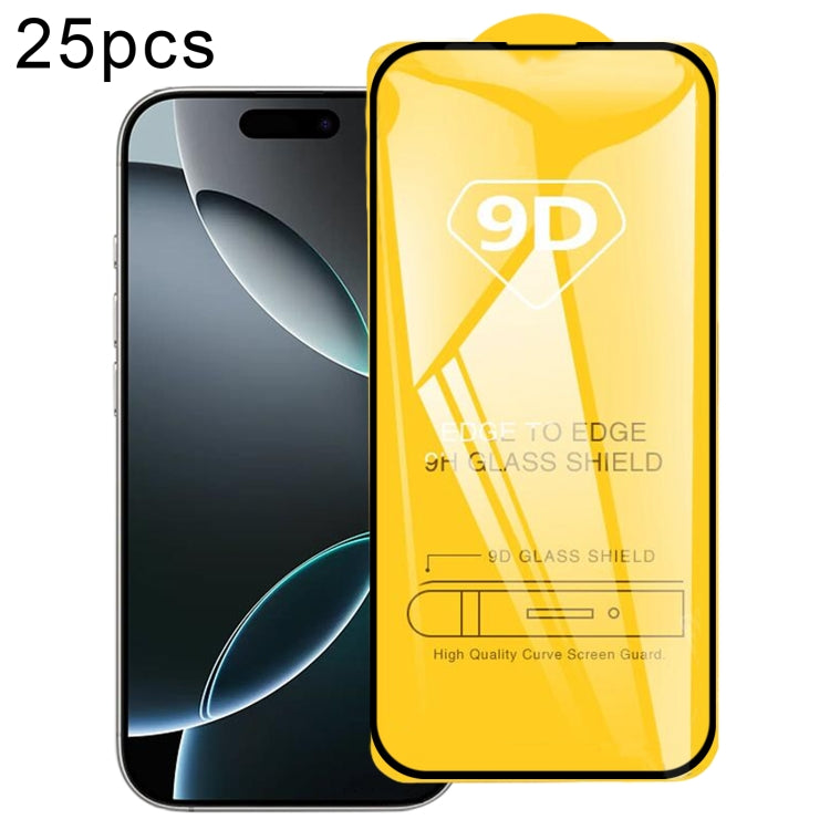 For iPhone 16 Plus 25pcs 9D Full Glue Screen Tempered Glass Film - iPhone 16 Plus Tempered Glass by PMC Jewellery | Online Shopping South Africa | PMC Jewellery | Buy Now Pay Later Mobicred