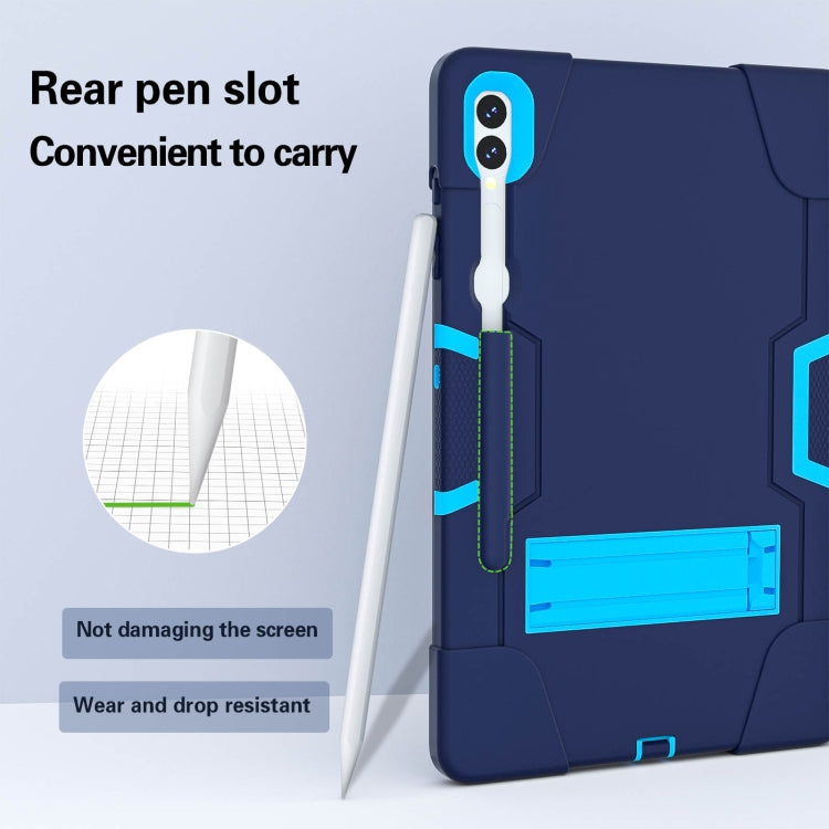 For Samsung Galaxy Tab S9+ Contrast Color Silicone PC Tablet Case with Holder(Navy Blue + Blue) - Galaxy Tab S9+ Cases by PMC Jewellery | Online Shopping South Africa | PMC Jewellery | Buy Now Pay Later Mobicred