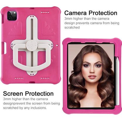 For iPad Pro 11 2024 Shield 360 Rotation Handle EVA Shockproof PC Tablet Case(Rose Red Beige) - iPad Pro 11 2024 Cases by PMC Jewellery | Online Shopping South Africa | PMC Jewellery | Buy Now Pay Later Mobicred