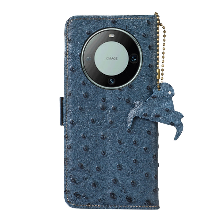 For Huawei Mate 60 Ostrich Pattern Genuine Leather RFID Phone Case(Blue) - free shipping - PMC TechLife - Order now!