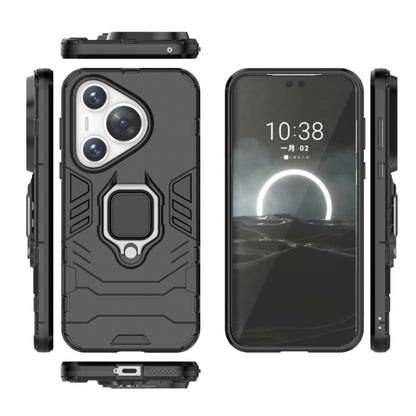 For Huawei Pura 70 Shockproof PC + TPU Holder Phone Case(Black) - Huawei Cases by PMC Jewellery | Online Shopping South Africa | PMC Jewellery | Buy Now Pay Later Mobicred