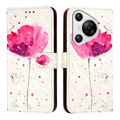 For Huawei Pura 70 3D Painting Horizontal Flip Leather Phone Case(Flower) - Huawei Cases by PMC Jewellery | Online Shopping South Africa | PMC Jewellery | Buy Now Pay Later Mobicred