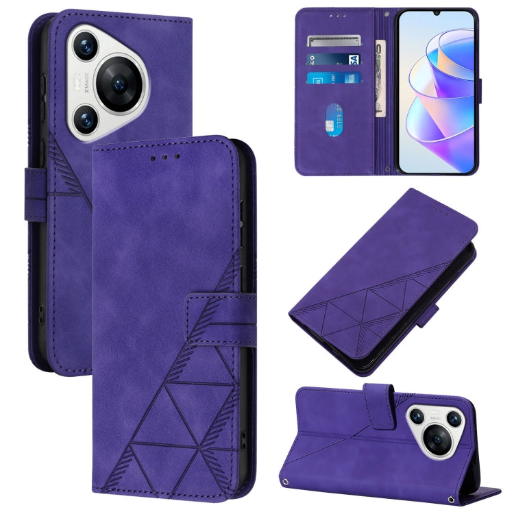 For Huawei Pura 70 Crossbody 3D Embossed Flip Leather Phone Case(Purple) - Huawei Cases by PMC Jewellery | Online Shopping South Africa | PMC Jewellery | Buy Now Pay Later Mobicred