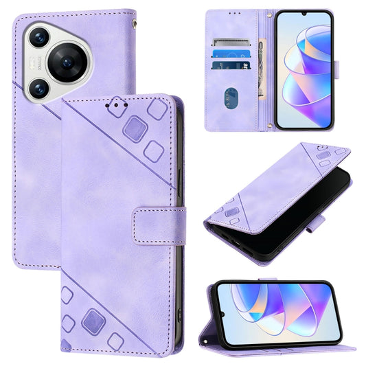 For Huawei Pura 70 Skin Feel Embossed Leather Phone Case(Light Purple) - Huawei Cases by PMC Jewellery | Online Shopping South Africa | PMC Jewellery | Buy Now Pay Later Mobicred