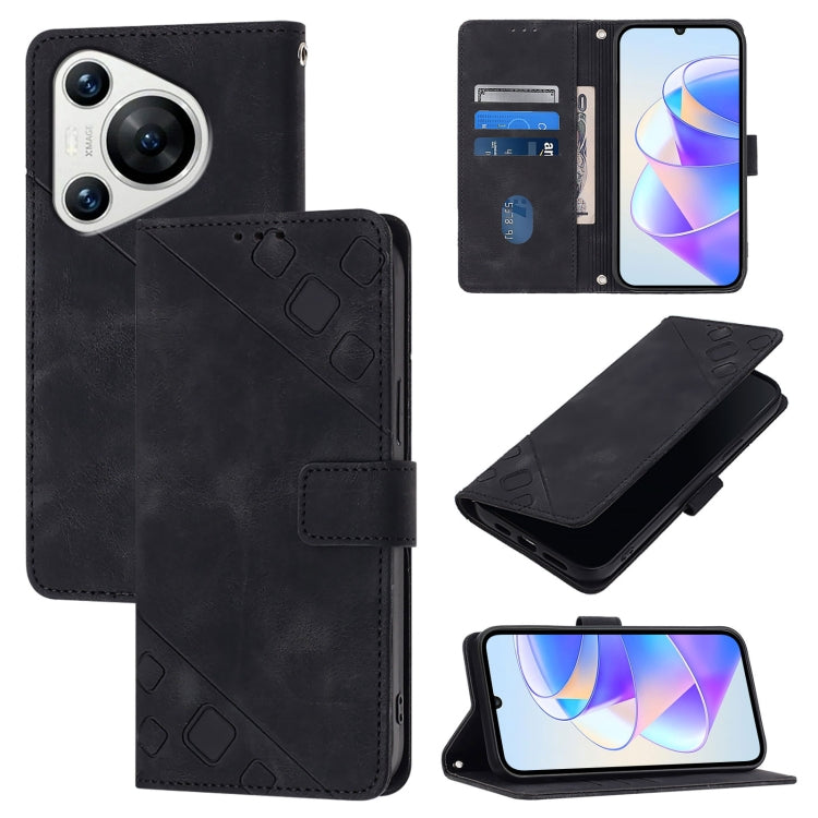 For Huawei Pura 70 Skin Feel Embossed Leather Phone Case(Black) - Huawei Cases by PMC Jewellery | Online Shopping South Africa | PMC Jewellery | Buy Now Pay Later Mobicred