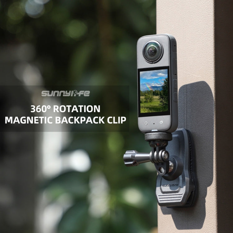 Sunnylife 360 Degree Rotation Swivel Backpack Clip Magnetic Suction Action Camera Mount(Black) - Case & Bags by Sunnylife | Online Shopping South Africa | PMC Jewellery | Buy Now Pay Later Mobicred