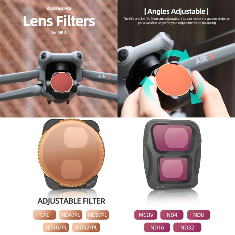 For DJI Air 3 Sunnylife Camera Lens Filter, Filter:4 in 1 ND4 ND8 ND16 ND32 - Lens Filter by Sunnylife | Online Shopping South Africa | PMC Jewellery | Buy Now Pay Later Mobicred