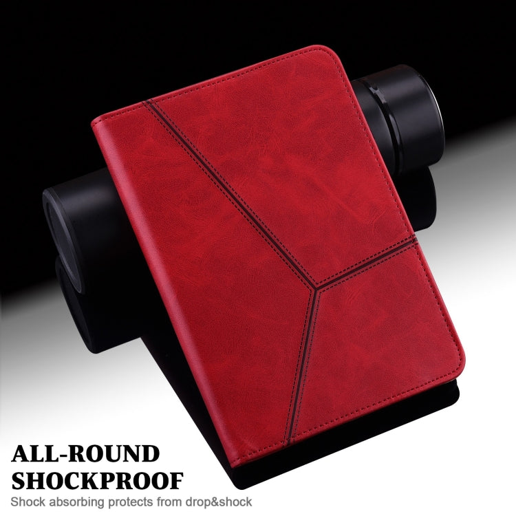 For Lenovo Xiaoxin Pad Pro 12.7 Solid Color Stripe Embossed Leather Tablet Case(Red) - Lenovo by PMC TechLife | Online Shopping South Africa | PMC TechLife | Buy Now Pay Later Mobicred
