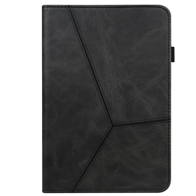 For Samsung Galaxy Tab A9 Solid Color Stripe Embossed Leather Tablet Case(Black) - Galaxy Phone Cases by PMC Jewellery | Online Shopping South Africa | PMC Jewellery