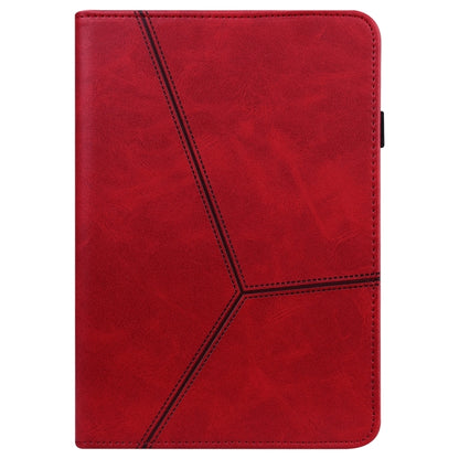 For Samsung Galaxy Tab S9+ / S9 FE+ Solid Color Stripe Embossed Leather Tablet Case(Red) - Galaxy Tab S9 FE+ by PMC Jewellery | Online Shopping South Africa | PMC Jewellery | Buy Now Pay Later Mobicred