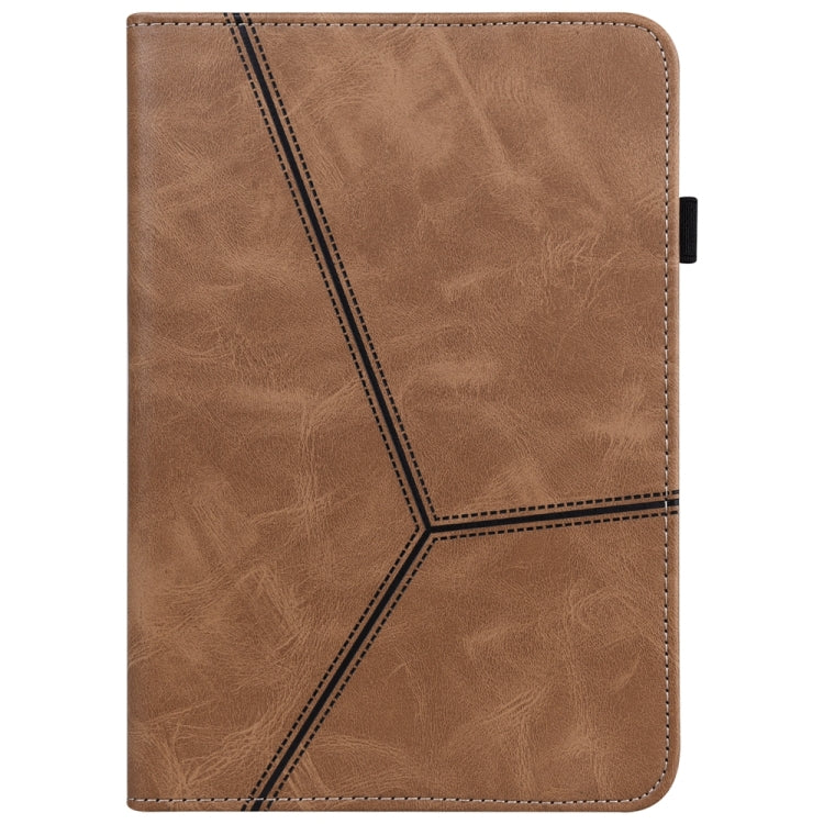 For Samsung Galaxy Tab S7+/S8+/S9+/S9 FE+ Solid Color Stripe Embossed Leather Tablet Case(Brown) - Galaxy Tab S9 FE+ by PMC TechLife | Online Shopping South Africa | PMC TechLife