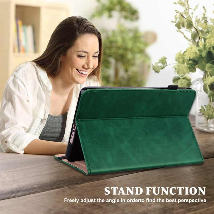 For Samsung Galaxy Tab S9 / S9 FE Solid Color Stripe Embossed Leather Tablet Case(Green) - free shipping - PMC TechLife - Order now!