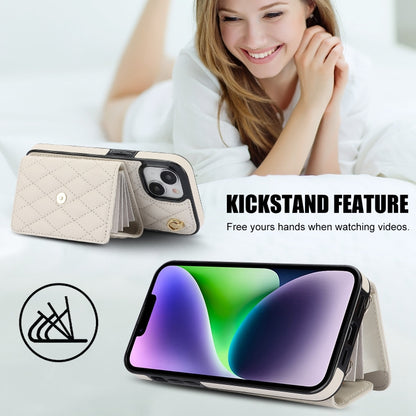 For iPhone 13 mini Crossbody Rhombic Horizontal Wallet Leather Phone Case(White) - iPhone 13 mini Cases by PMC Jewellery | Online Shopping South Africa | PMC Jewellery