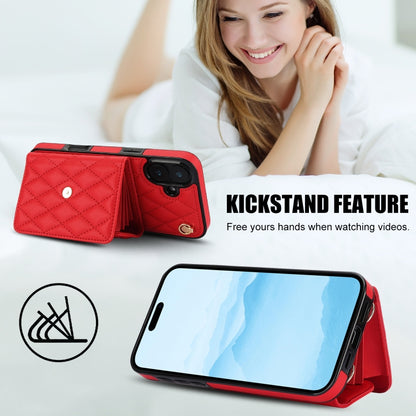 For iPhone 16 Plus Crossbody Rhombic Horizontal Wallet Leather Phone Case(Red) - iPhone 16 Plus Cases by PMC Jewellery | Online Shopping South Africa | PMC Jewellery | Buy Now Pay Later Mobicred