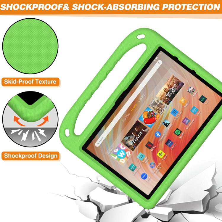 For Amazon Kindle Fire HD 10 2023 Handle EVA Shockproof Tablet Case with Holder(Green) - Amazon by PMC TechLife | Online Shopping South Africa | PMC TechLife | Buy Now Pay Later Mobicred