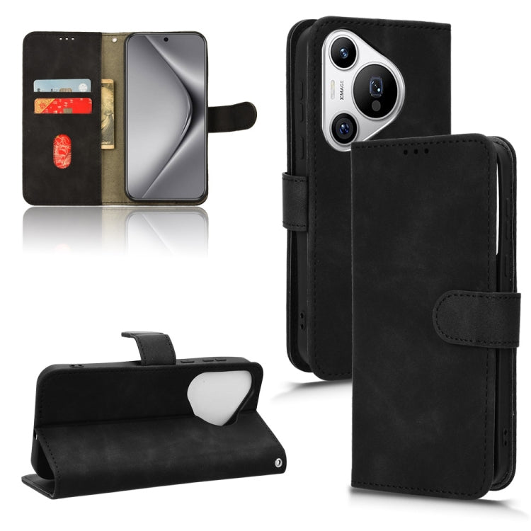 For Huawei Pura 70 Skin Feel Magnetic Flip Leather Phone Case(Black) - Huawei Cases by PMC Jewellery | Online Shopping South Africa | PMC Jewellery | Buy Now Pay Later Mobicred