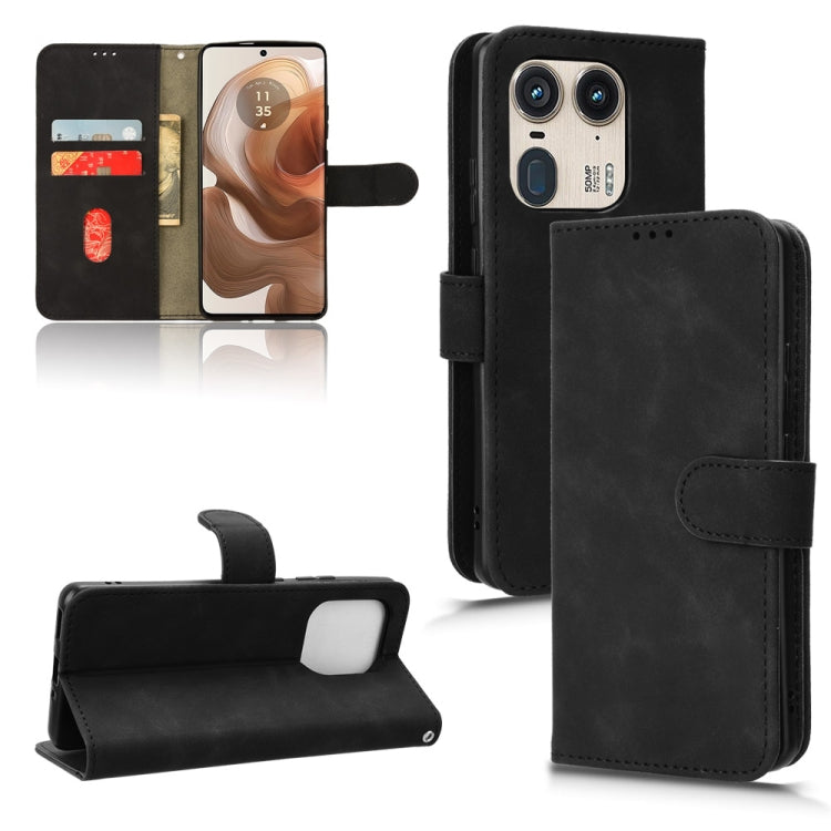 For Motorola Edge 50 Ultra Skin Feel Magnetic Flip Leather Phone Case(Black) - Motorola Cases by PMC Jewellery | Online Shopping South Africa | PMC Jewellery | Buy Now Pay Later Mobicred