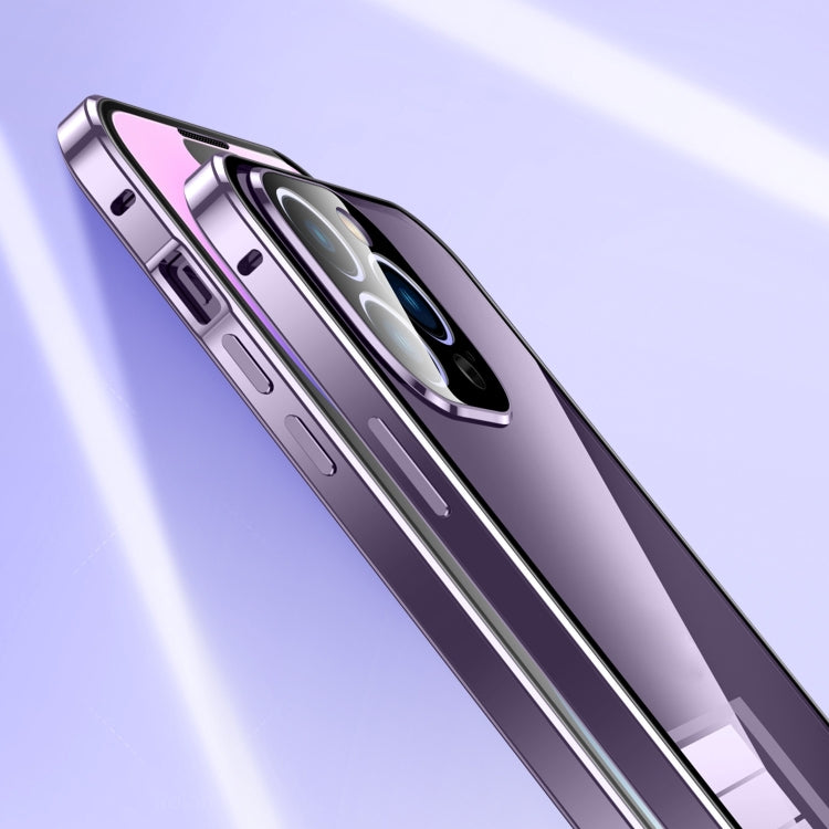 For iPhone 16 Plus Magnetic Double-buckle HD Tempered Glass Phone Case(Silver) - free shipping - PMC Jewellery - Order now!