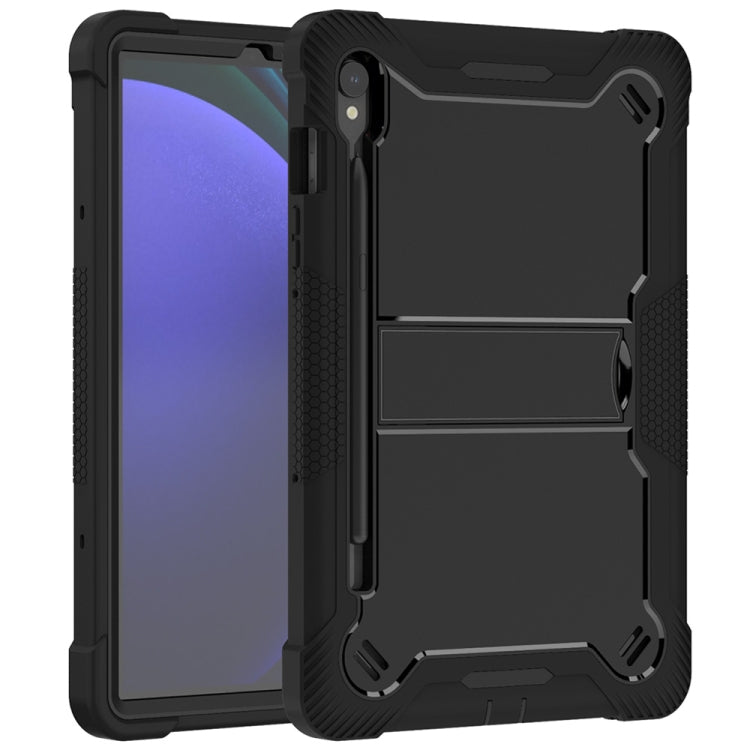 For Samsung Galaxy Tab S9 Shockproof Silicone Hybrid PC Tablet Case with Holder(Black) - Galaxy Tab S9 Cases by PMC Jewellery | Online Shopping South Africa | PMC Jewellery