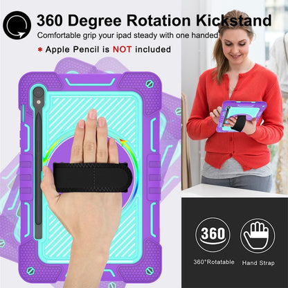 For Samsung Galaxy Tab S9 360 Degree Rotation PC Contrast Silicone Tablet Case(Purple + Mint Green) - Galaxy Tab S9 Cases by PMC Jewellery | Online Shopping South Africa | PMC Jewellery | Buy Now Pay Later Mobicred