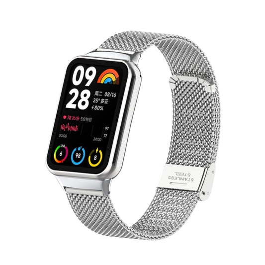 For Xiaomi Mi Band 8 Pro 18mm Steel Mesh Buckle Metal Watch Band(Silver) - Watch Bands by PMC Jewellery | Online Shopping South Africa | PMC Jewellery