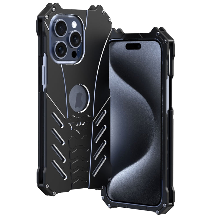 For iPhone 15 Pro R-JUST Batman Hollow Metal Phone Protective Case(Black) - iPhone 15 Pro Cases by R-JUST | Online Shopping South Africa | PMC Jewellery | Buy Now Pay Later Mobicred