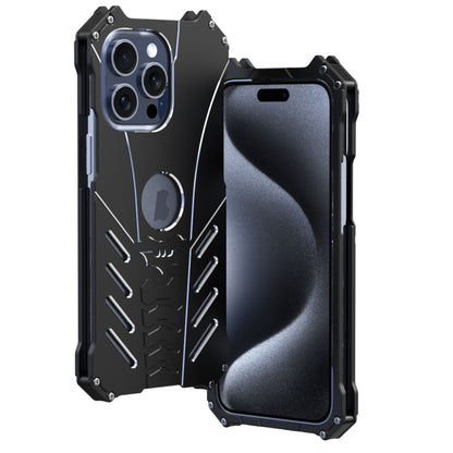 For iPhone 15 Pro R-JUST Batman Hollow Metal Phone Protective Case(Black) - iPhone 15 Pro Cases by R-JUST | Online Shopping South Africa | PMC Jewellery | Buy Now Pay Later Mobicred