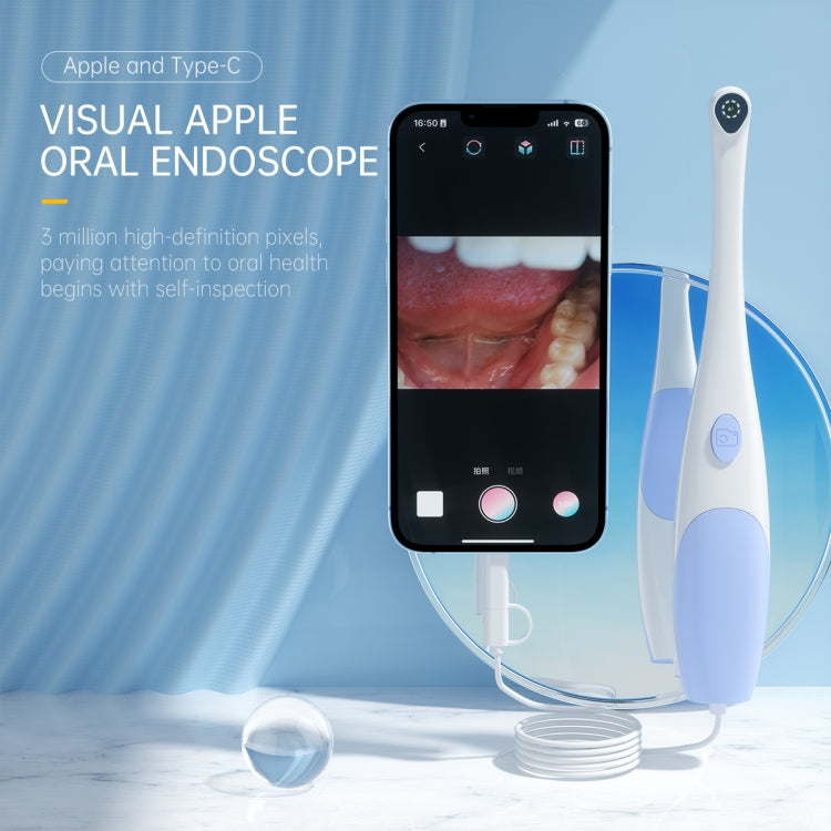 AN109 8LEDs 3.0MP 2 in 1 Visible Oral Endoscope(Purple) -  by PMC TechLife | Online Shopping South Africa | PMC TechLife | Buy Now Pay Later Mobicred