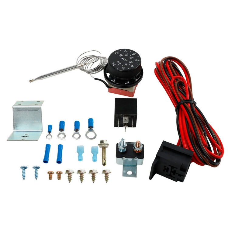 12V 60A Car Adjustable Electric Fan Cooling Control Relay Sensor Wiring Harness Kit - DIY Cables by PMC TechLife | Online Shopping South Africa | PMC TechLife | Buy Now Pay Later Mobicred