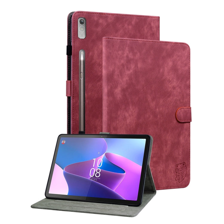 For Lenovo Tab P12 Tiger Pattern Flip Leather Tablet Case(Red) - Lenovo by PMC TechLife | Online Shopping South Africa | PMC TechLife | Buy Now Pay Later Mobicred