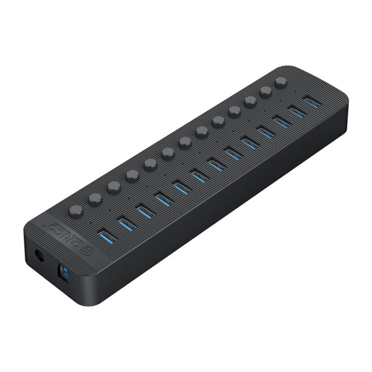 ORICO CT2U3-13AB Plastic Stripes 13 Ports USB 3.0 HUB with Individual Switches, Plug:EU Plug(Black) - USB 3.0 HUB by ORICO | Online Shopping South Africa | PMC Jewellery | Buy Now Pay Later Mobicred