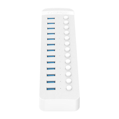 ORICO CT2U3-13AB Plastic Stripes 13 Ports USB 3.0 HUB with Individual Switches, Plug:EU Plug(White) - USB 3.0 HUB by ORICO | Online Shopping South Africa | PMC Jewellery | Buy Now Pay Later Mobicred