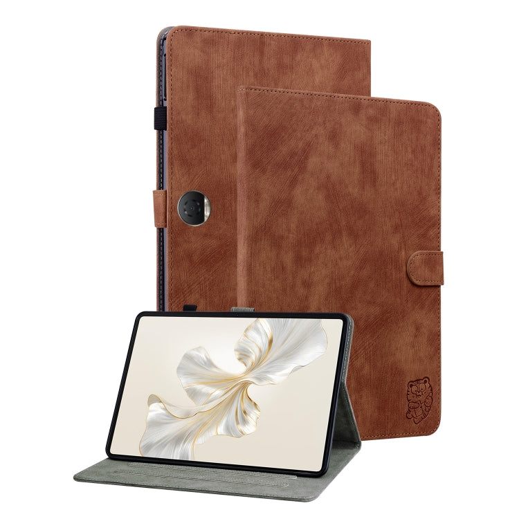 For Honor Pad 9 12.1 Embossed Tiger Pattern Leather Tablet Case(Brown) - Honor by PMC TechLife | Online Shopping South Africa | PMC TechLife | Buy Now Pay Later Mobicred