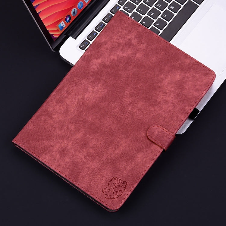 For Honor Pad 9 12.1 Embossed Tiger Pattern Leather Tablet Case(Red) - Honor by PMC TechLife | Online Shopping South Africa | PMC TechLife | Buy Now Pay Later Mobicred
