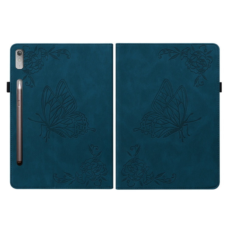 For Lenovo Tab P12 Butterfly Flower Embossed Leather Tablet Case(Blue) - Lenovo by PMC TechLife | Online Shopping South Africa | PMC TechLife | Buy Now Pay Later Mobicred