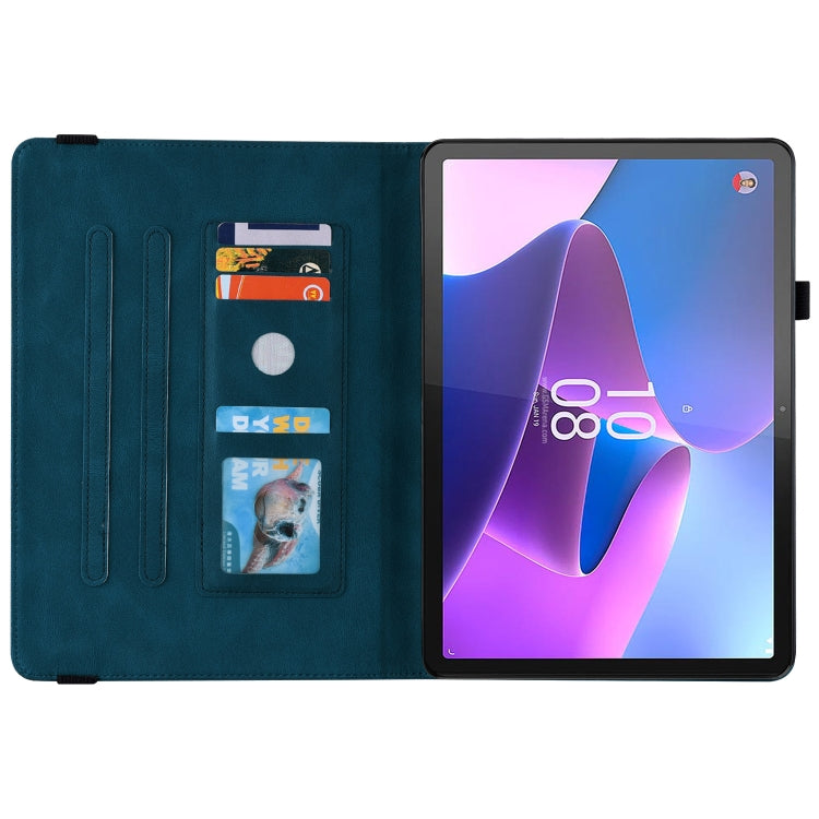 For Lenovo Tab P12 Butterfly Flower Embossed Leather Tablet Case(Blue) - Lenovo by PMC TechLife | Online Shopping South Africa | PMC TechLife | Buy Now Pay Later Mobicred