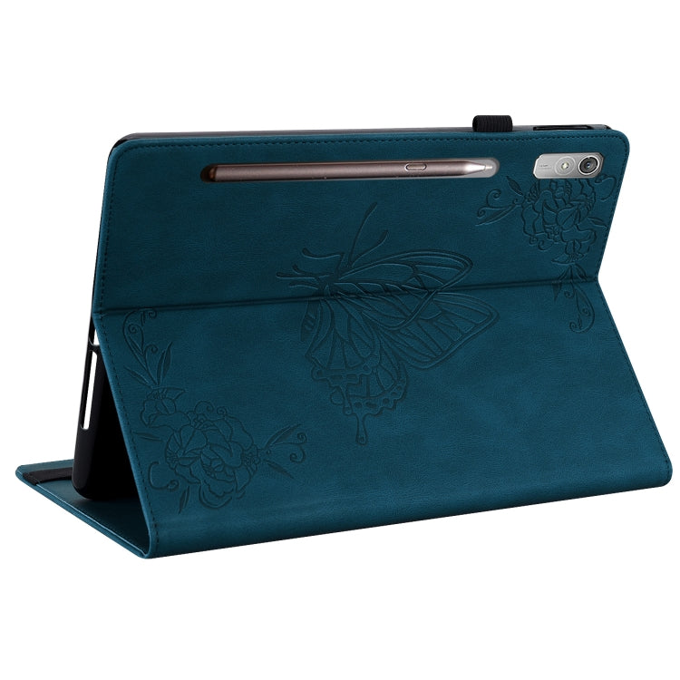 For Lenovo Tab P12 Butterfly Flower Embossed Leather Tablet Case(Blue) - Lenovo by PMC TechLife | Online Shopping South Africa | PMC TechLife | Buy Now Pay Later Mobicred