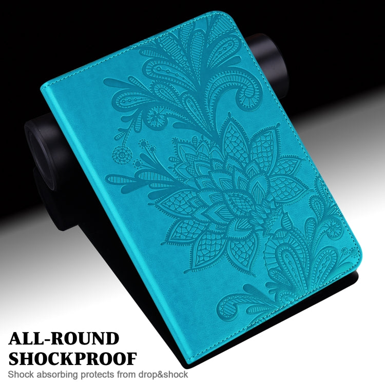 For Samsung Galaxy Tab S9 Lace Flower Embossing Pattern PU Tablet Case(Blue) - Galaxy Tab S9 Cases by PMC Jewellery | Online Shopping South Africa | PMC Jewellery | Buy Now Pay Later Mobicred