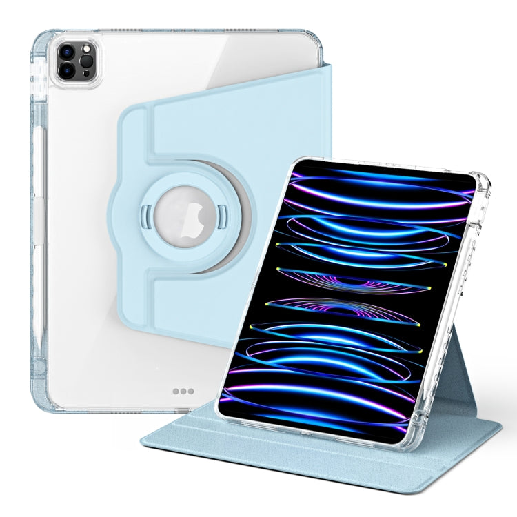 For iPad Air 13 2024 / Pro 12.9 2022 360 Rotation Detachable Clear Acrylic Leather Tablet Case(Ice Blue) - iPad Pro 12.9 (2022/2021) Cases by PMC Jewellery | Online Shopping South Africa | PMC Jewellery | Buy Now Pay Later Mobicred