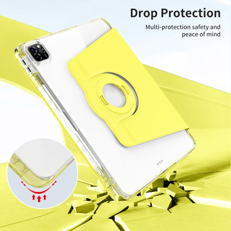 For iPad Pro 11 2024 360 Rotation Detachable Clear Acrylic Leather Tablet Case(Yellow) - free shipping - PMC TechLife - Order now!